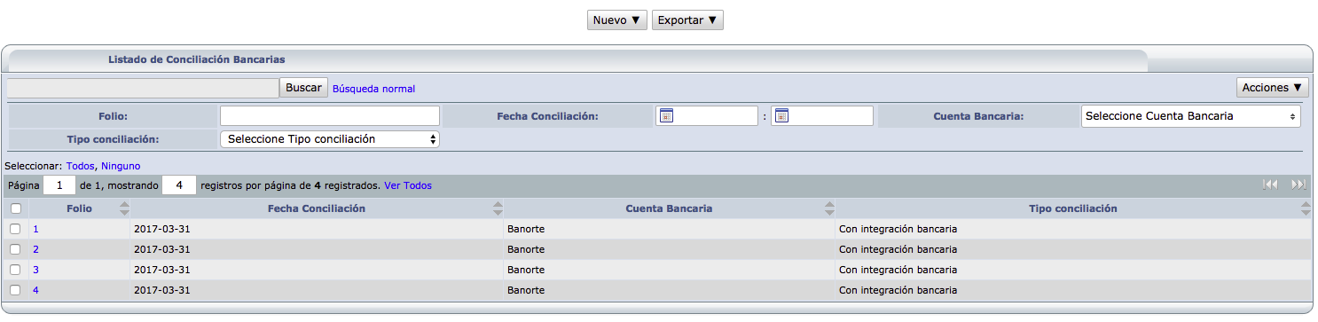 Listado de Estado de Cuenta Bancario